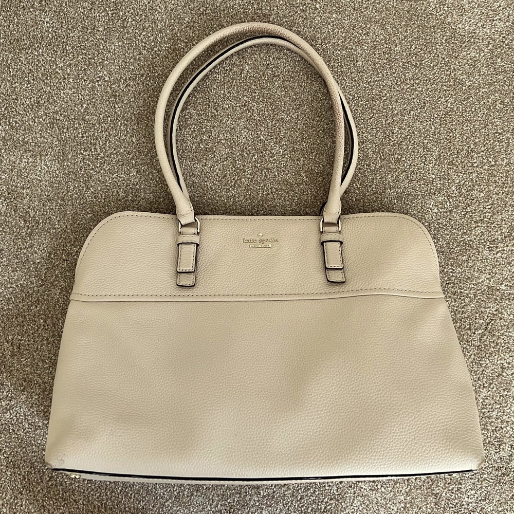 Kate Spade Jackson Street Marybeth Tote Bag w/ Laptop Case, Porcelain Off White